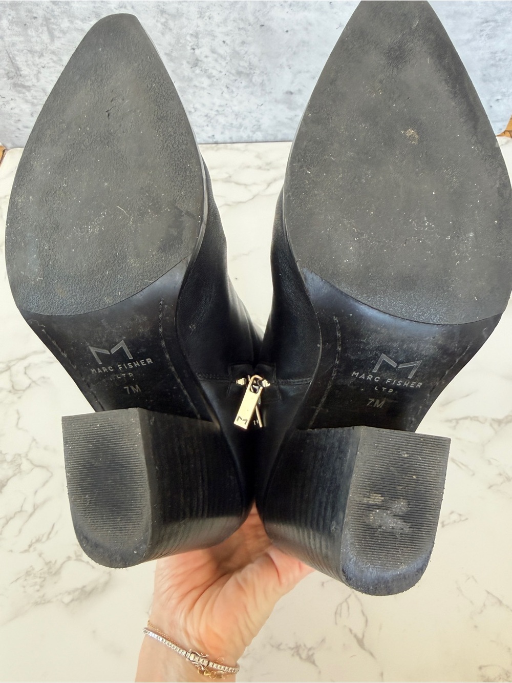 Marc Fisher Black Pointed Toe Ankle Booties - Picture 3 of 3